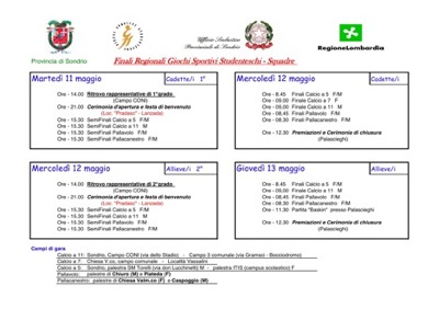 In Valtellina le Finali Regionali dei Giochi Sportivi Coni